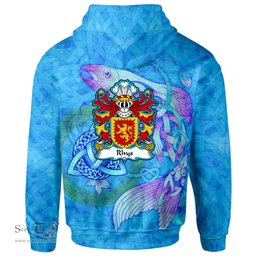 ScotsTee Shop Welsh Rhys AP TEWDWR MAWR Coat of Arms Family Crest Wales Hoodie Celtic Fish With Triquetra Hoodie