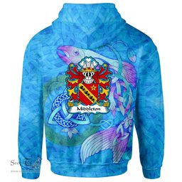 ScotsTee Shop Welsh Middleton Daughter m. Rhirid ap Dafydd Coat of Arms Family Crest Wales Hoodie Celtic Fish With Triquetra Hoodie