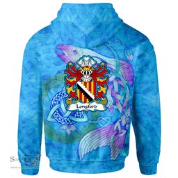 ScotsTee Shop Welsh Longford of Pembrokeshire Coat of Arms Family Crest Wales Hoodie Celtic Fish With Triquetra Hoodie