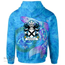ScotsTee Shop Welsh Middleton Marmaduke Bishop of St. Davids Coat of Arms Family Crest Wales Hoodie Celtic Fish With Triquetra Hoodie