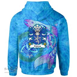 ScotsTee Shop Welsh Madog AP LLYWELYN AP GRIFFRI or Madock Coat of Arms Family Crest Wales Hoodie Celtic Fish With Triquetra Hoodie