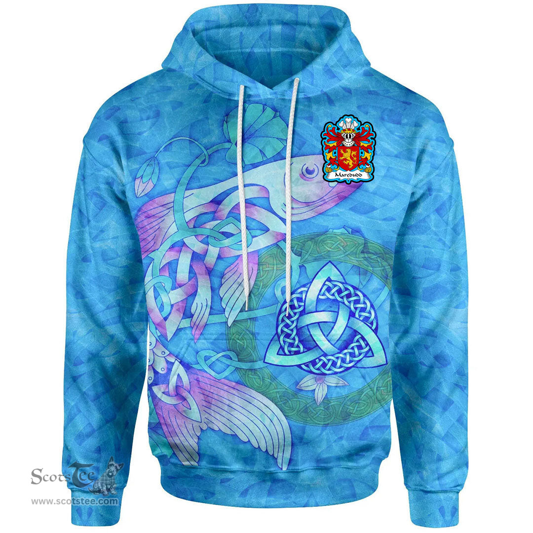 ScotsTee Shop Welsh Maredudd or Meredith AP BLEDDYN AP CYNFYN Coat of Arms Family Crest Wales Hoodie Celtic Fish With Triquetra Hoodie