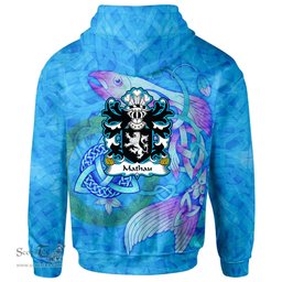 ScotsTee Shop Welsh Mathau AB IEUAN AP GRUFFUDD GETHIN Coat of Arms Family Crest Wales Hoodie Celtic Fish With Triquetra Hoodie