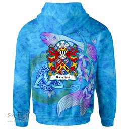 ScotsTee Shop Welsh Rawlins Bishop of St Davids Coat of Arms Family Crest Wales Hoodie Celtic Fish With Triquetra Hoodie