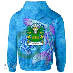 ScotsTee Shop Welsh Owain GWYNEDD Coat of Arms Family Crest Wales Hoodie Celtic Fish With Triquetra Hoodie
