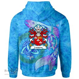 ScotsTee Shop Welsh Landres or Landry of Llanddowror Carmanthenshire Coat of Arms Family Crest Wales Hoodie Celtic Fish With Triquetra Hoodie