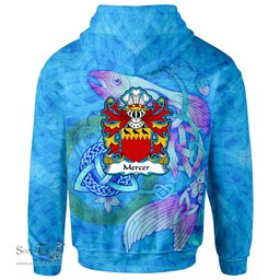 ScotsTee Shop Welsh Mercer of Temby Pembrokeshire Coat of Arms Family Crest Wales Hoodie Celtic Fish With Triquetra Hoodie