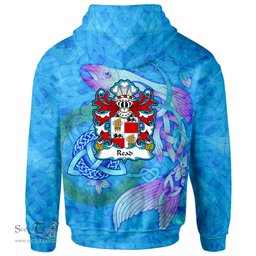 ScotsTee Shop Welsh Read of Roche Laugharne Carmanthenshire Coat of Arms Family Crest Wales Hoodie Celtic Fish With Triquetra Hoodie