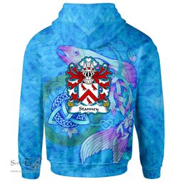 ScotsTee Shop Welsh Stanney of Oswestry Shropshire Coat of Arms Family Crest Wales Hoodie Celtic Fish With Triquetra Hoodie
