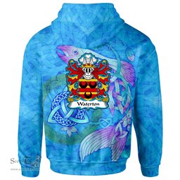 ScotsTee Shop Welsh Waterton of Herefordshire Coat of Arms Family Crest Wales Hoodie Celtic Fish With Triquetra Hoodie