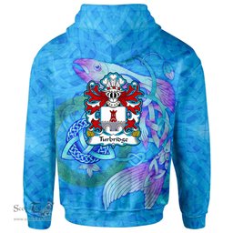 ScotsTee Shop Welsh Turbridge of Llan rhudd Denbighshire Coat of Arms Family Crest Wales Hoodie Celtic Fish With Triquetra Hoodie