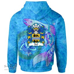 ScotsTee Shop Welsh Voel of Haverfordwest Pembrokeshire Coat of Arms Family Crest Wales Hoodie Celtic Fish With Triquetra Hoodie