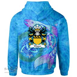 ScotsTee Shop Welsh Wogan of Pembrokeshire Coat of Arms Family Crest Wales Hoodie Celtic Fish With Triquetra Hoodie