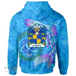 ScotsTee Shop Welsh Leighton of Leighton Shropshire Coat of Arms Family Crest Wales Hoodie Celtic Fish With Triquetra Hoodie