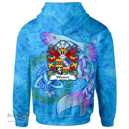 ScotsTee Shop Welsh Weaver or Wever of Radnorshire Coat of Arms Family Crest Wales Hoodie Celtic Fish With Triquetra Hoodie