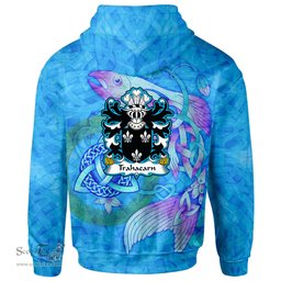 ScotsTee Shop Welsh Trahaearn AP CARADOG King of Gwynedd Coat of Arms Family Crest Wales Hoodie Celtic Fish With Triquetra Hoodie