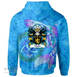 ScotsTee Shop Welsh Wallis or Welsh of Llan wern Monmouthshire Coat of Arms Family Crest Wales Hoodie Celtic Fish With Triquetra Hoodie