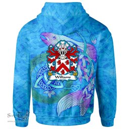 ScotsTee Shop Welsh Williams of Pen rhos Monmouthshire Coat of Arms Family Crest Wales Hoodie Celtic Fish With Triquetra Hoodie