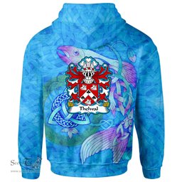 ScotsTee Shop Welsh Thelwal of Plas y ward Denbighshire Coat of Arms Family Crest Wales Hoodie Celtic Fish With Triquetra Hoodie