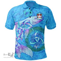 ScotsTee Shop Welsh Maenyrch lord of Brecon Coat of Arms Family Crest Wales Polo Shirt Celtic Fish With Triquetra Polo Shirt