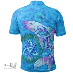 ScotsTee Shop Welsh Rhys AP DAFYDD GOCH Coat of Arms Family Crest Wales Polo Shirt Celtic Fish With Triquetra Polo Shirt