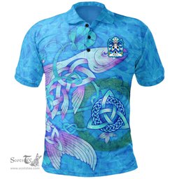 ScotsTee Shop Welsh Robert AP DAFYDD AP RHYS Coat of Arms Family Crest Wales Polo Shirt Celtic Fish With Triquetra Polo Shirt