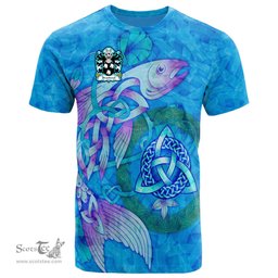 ScotsTee Shop Welsh Brochwel YSGITHROG Coat of Arms Family Crest Wales T Shirt Celtic Fish With Triquetra T Shirt