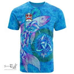 ScotsTee Shop Welsh Bach AP GWAITHFOED Coat of Arms Family Crest Wales T Shirt Celtic Fish With Triquetra T Shirt