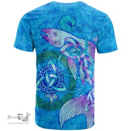 ScotsTee Shop Welsh Cantelupe Lord of Abergavenny Coat of Arms Family Crest Wales T Shirt Celtic Fish With Triquetra T Shirt