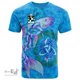ScotsTee Shop Welsh Record of Tenby Pembrokeshire Coat of Arms Family Crest Wales T Shirt Celtic Fish With Triquetra T Shirt