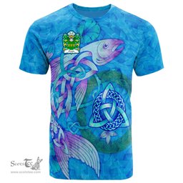 ScotsTee Shop Welsh Owain GWYNEDD Coat of Arms Family Crest Wales T Shirt Celtic Fish With Triquetra T Shirt