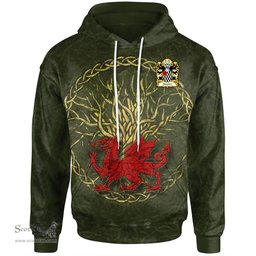 ScotsTee Shop Welsh Stanton or STAUNTON Pembrokeshire Coat of Arms Family Crest Wales Hoodie Welsh Dragon With Celtic Tree Hoodie