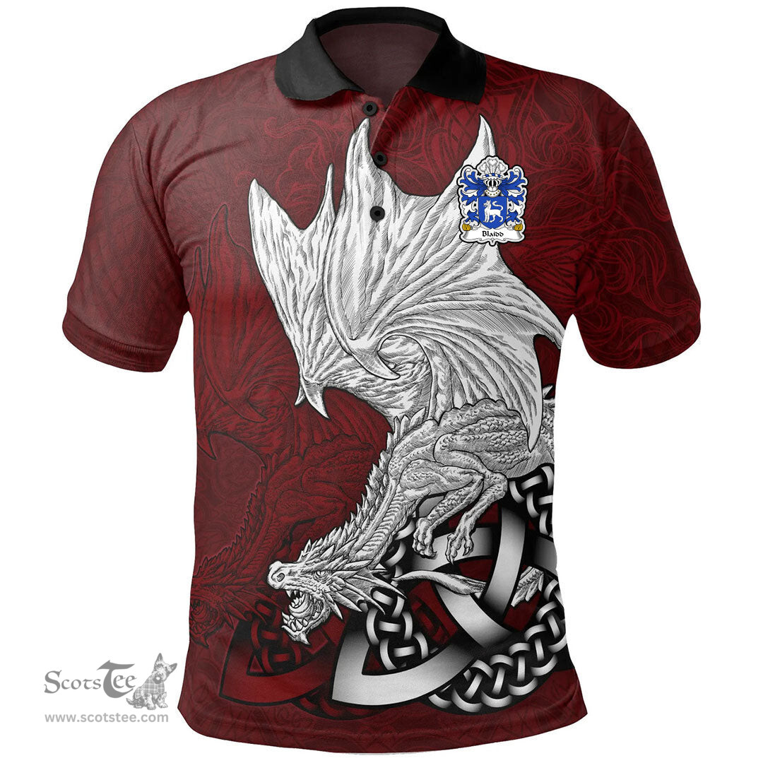 ScotsTee Shop Welsh Blaidd Y Blaidd Rhudd or Gest Coat of Arms Family Crest Wales Polo Shirt Celtic Red Dragon Polo Shirt