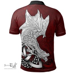 ScotsTee Shop Welsh Barret Coat of Arms Family Crest Wales Polo Shirt Celtic Red Dragon Polo Shirt