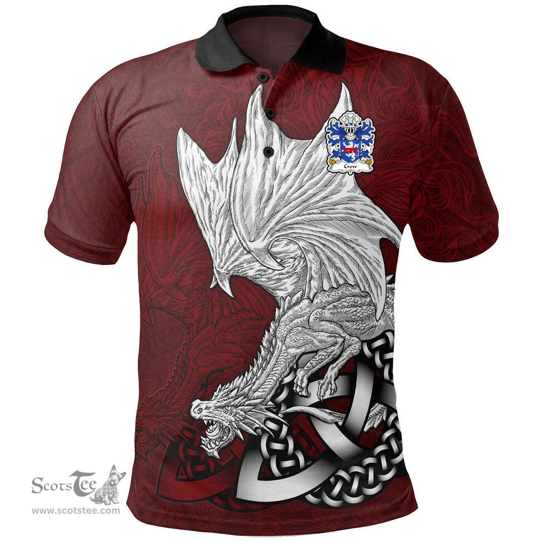 ScotsTee Shop Welsh Crew of Holt Denbighshire Coat of Arms Family Crest Wales Polo Shirt Celtic Red Dragon Polo Shirt