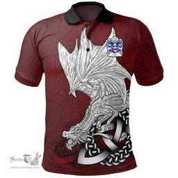 ScotsTee Shop Welsh Crew of Holt Denbighshire Coat of Arms Family Crest Wales Polo Shirt Celtic Red Dragon Polo Shirt