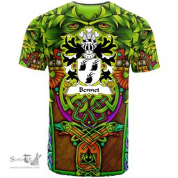ScotsTee Shop Welsh Bennet Cilfeigan Monmouthshire Coat of Arms Family Crest Wales T Shirt Celtic Green Man T Shirt