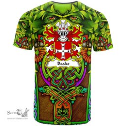 ScotsTee Shop Welsh Beake of Caernarfon Coat of Arms Family Crest Wales T Shirt Celtic Green Man T Shirt