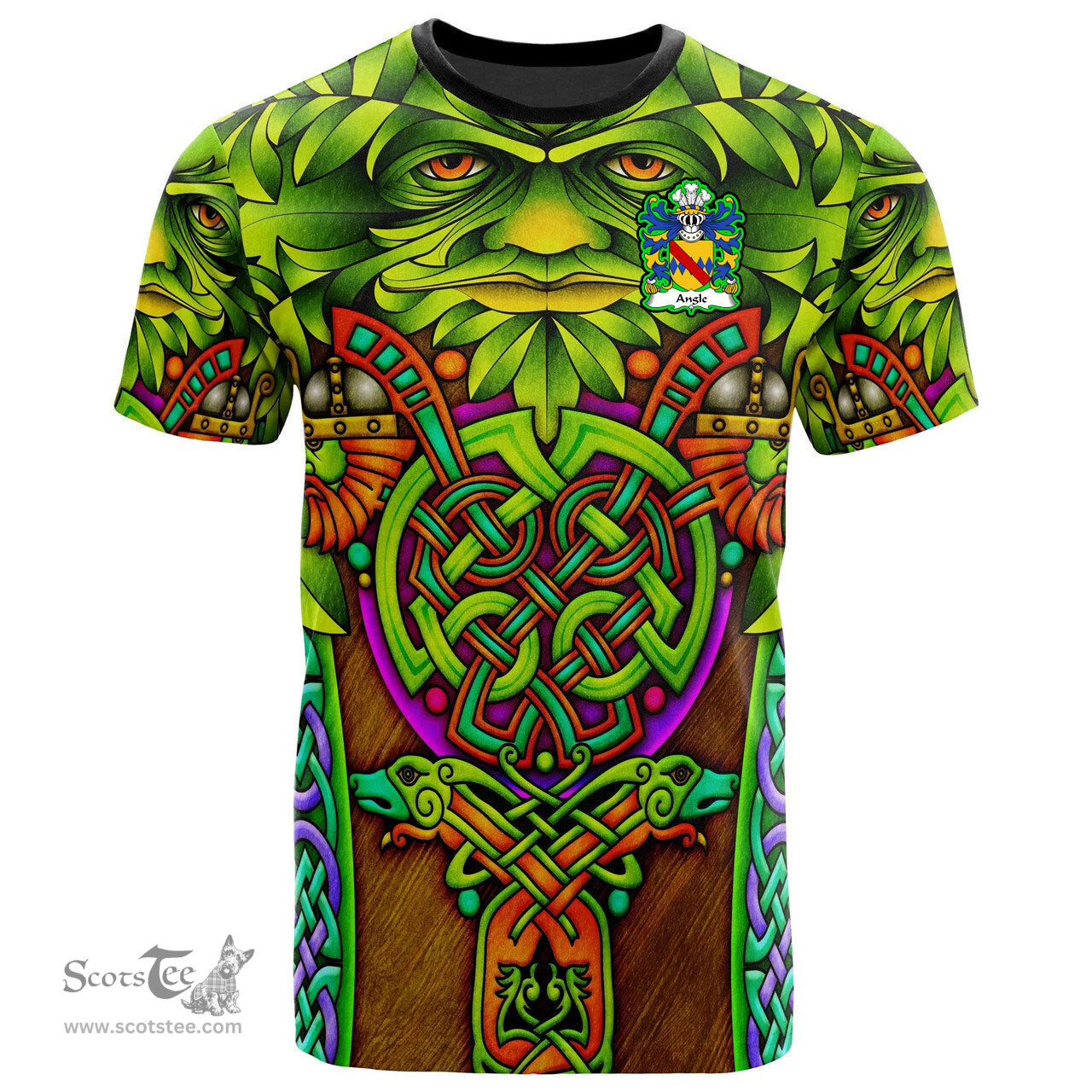 ScotsTee Shop Welsh Angle Pembrokeshire Coat of Arms Family Crest Wales T Shirt Celtic Green Man T Shirt