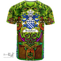 ScotsTee Shop Welsh Bradshaw of St. Dogmaels Pembrokeshire Coat of Arms Family Crest Wales T Shirt Celtic Green Man T Shirt