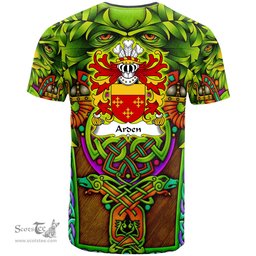 ScotsTee Shop Welsh Arden Sir John of Cheshire Coat of Arms Family Crest Wales T Shirt Celtic Green Man T Shirt