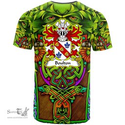 ScotsTee Shop Welsh Boulton of Pembrokeshire Coat of Arms Family Crest Wales T Shirt Celtic Green Man T Shirt