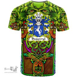 ScotsTee Shop Welsh Blegywryd AP DINAWAL Coat of Arms Family Crest Wales T Shirt Celtic Green Man T Shirt