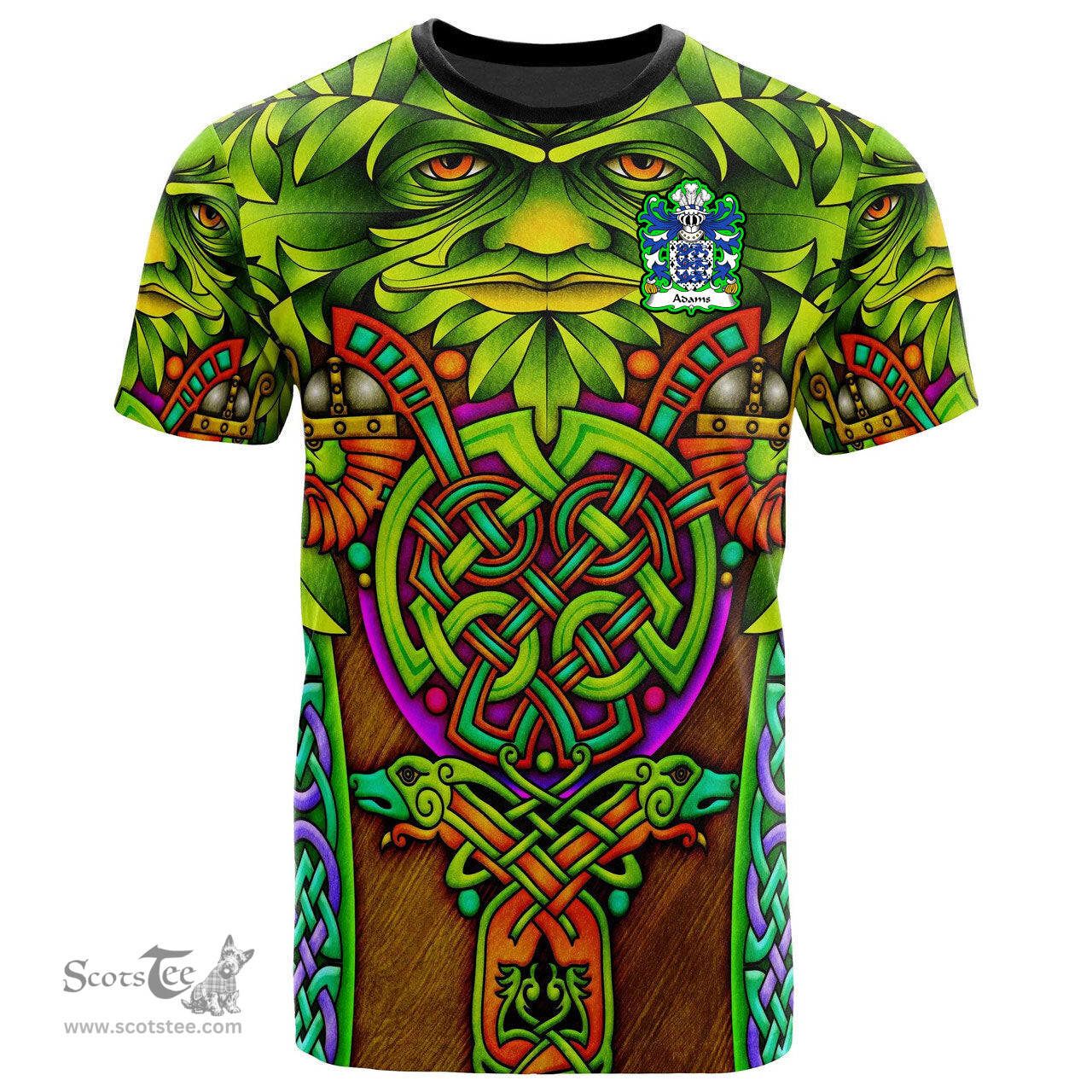 ScotsTee Shop Welsh Adams Coat of Arms Family Crest Wales T Shirt Celtic Green Man T Shirt