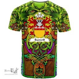 ScotsTee Shop Welsh Bamvill or Bambil Coat of Arms Family Crest Wales T Shirt Celtic Green Man T Shirt