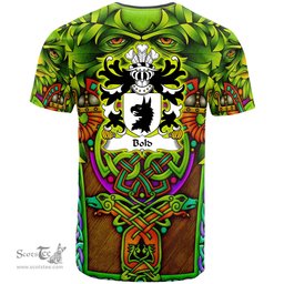 ScotsTee Shop Welsh Bold Bowld of Conwy North Wales Coat of Arms Family Crest Wales T Shirt Celtic Green Man T Shirt