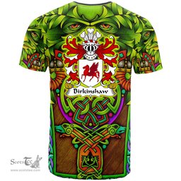 ScotsTee Shop Welsh Birkinshaw of Llansannan Denbighshire Coat of Arms Family Crest Wales T Shirt Celtic Green Man T Shirt