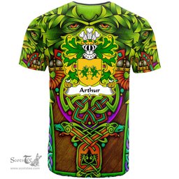 ScotsTee Shop Welsh Arthur I ab uthr pendragon King Arthur Coat of Arms Family Crest Wales T Shirt Celtic Green Man T Shirt