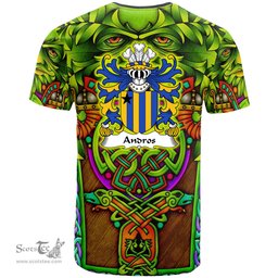 ScotsTee Shop Welsh Andros or Andrews Coat of Arms Family Crest Wales T Shirt Celtic Green Man T Shirt