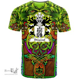 ScotsTee Shop Welsh Dinawal Descended from Tydwal Gloff Coat of Arms Family Crest Wales T Shirt Celtic Green Man T Shirt